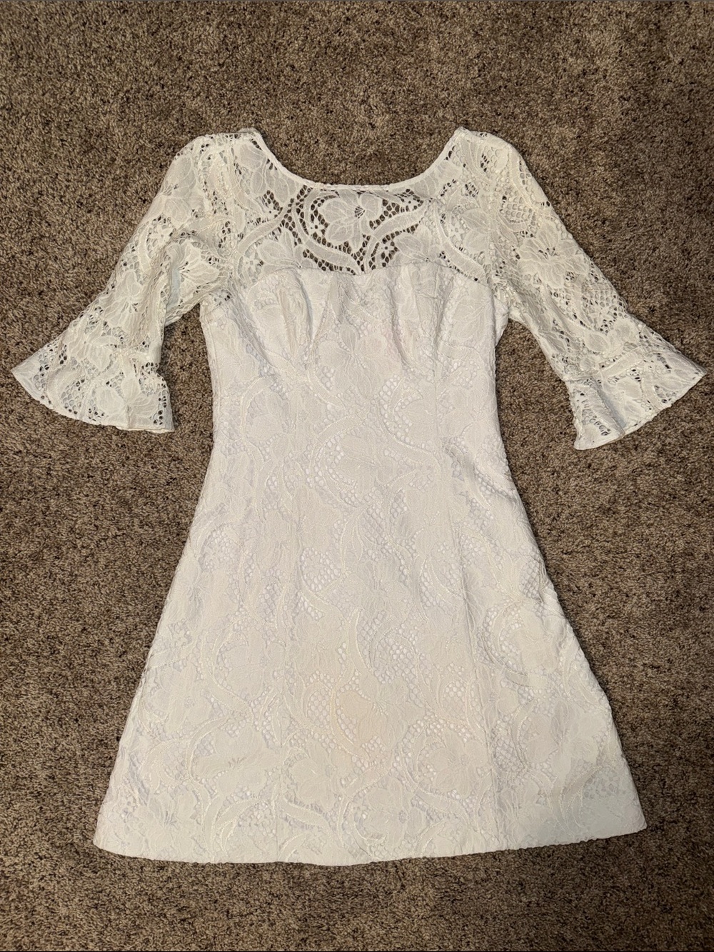 Lilly Pulitzer White Lace A-Line Dress with Bell Sleeves